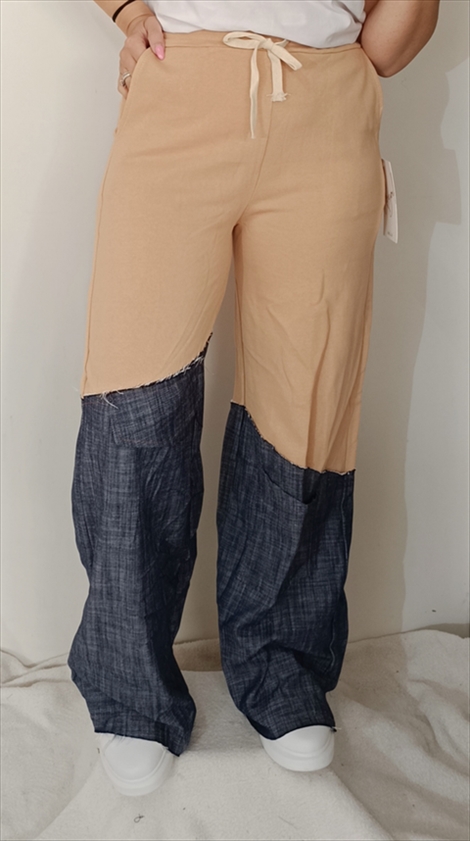 TROUSER ITALY 24/24 TWO TONE WITH ELASTIC ON THE WAIST+DETAILS POCKETS