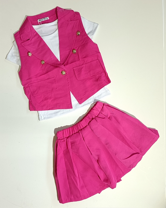 SET 3PCS SMILE YES 24/24 MONOC. WITH GOLD BUTTONS ON THE VEST GIRL