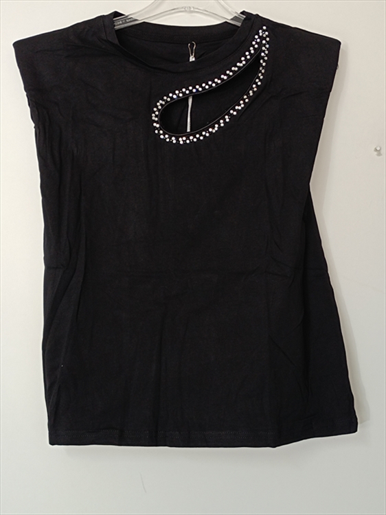 BLOUSE MANOSQUE 24/24 ΜΟΝΟC. WITH HOLE AND RHINESTONES