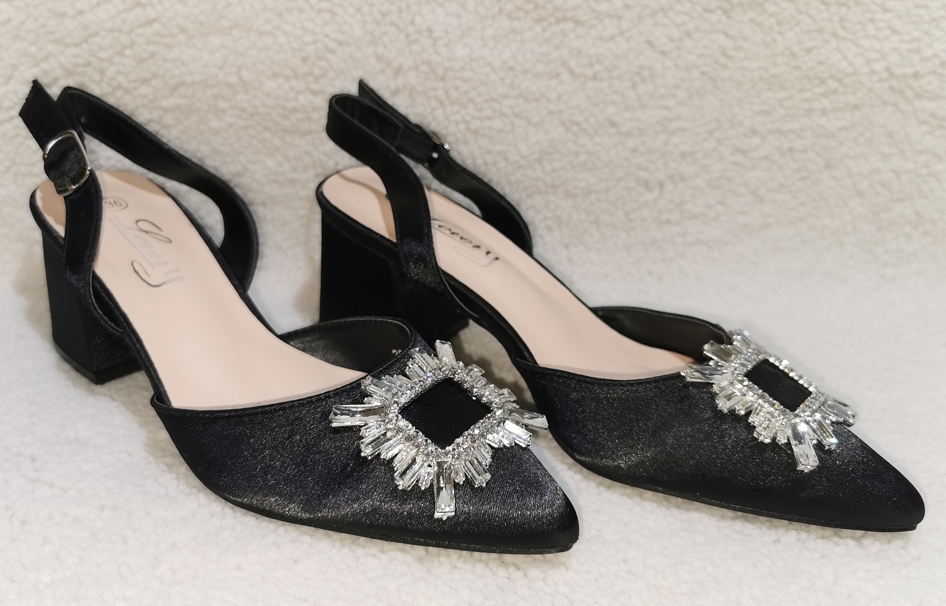 SHOES LOVELY 22/22 MONOC. SATEN+SILVER BUCKLE