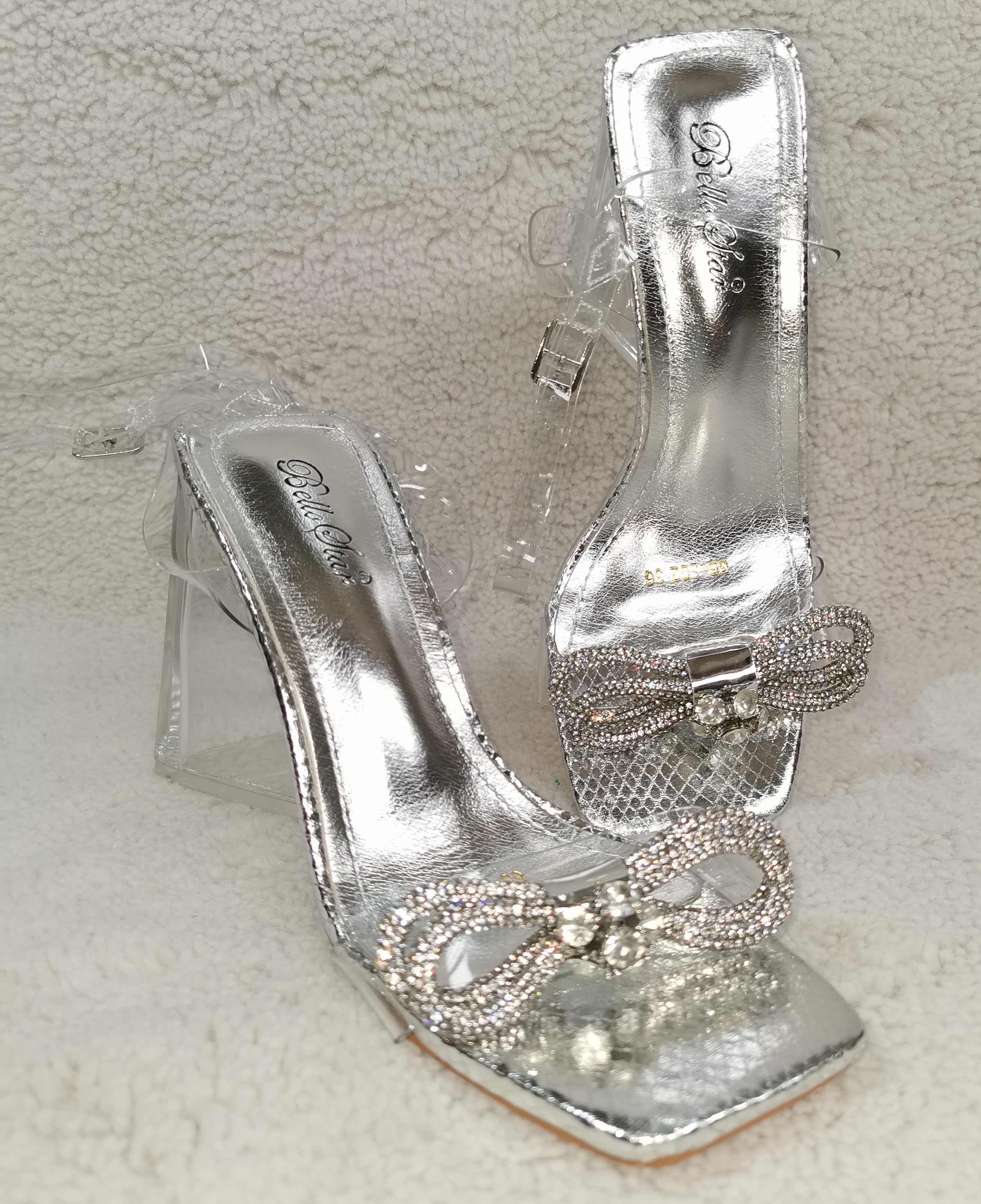 SHOES BELLO CLOCK 22/22 HIGH SLIPPER WITH RHINESTONES BOW