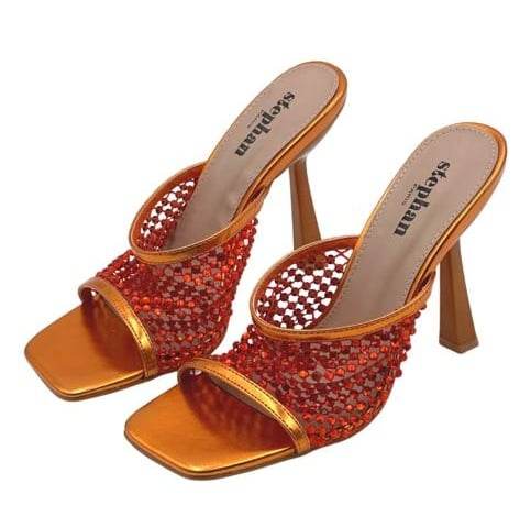 SHOES STEPHANE 23/23 MONOC. HIGH SLIPPERS WITH NET AND RHINESTONES